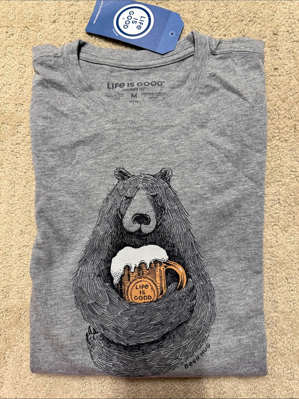 Life Is Good Gray Beer Graphic Tee with Orange Mug